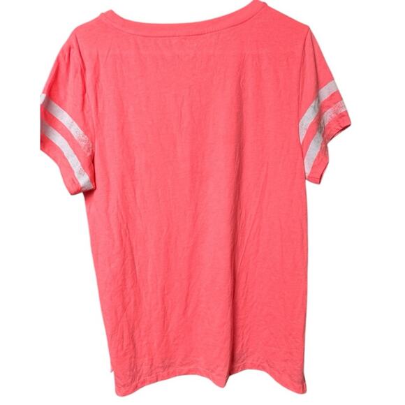 GAP Women’s Short Sleeve Neon Color With White Stripe Graphic Crew Neck Sz L NWT - Picture 6 of 6